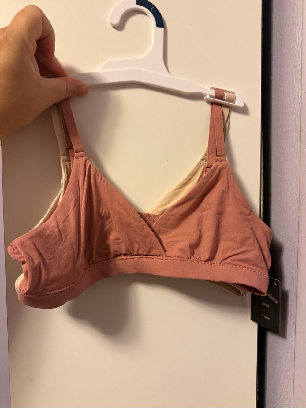 Cotton-Blend Triangle Bralette - Dusty Rose